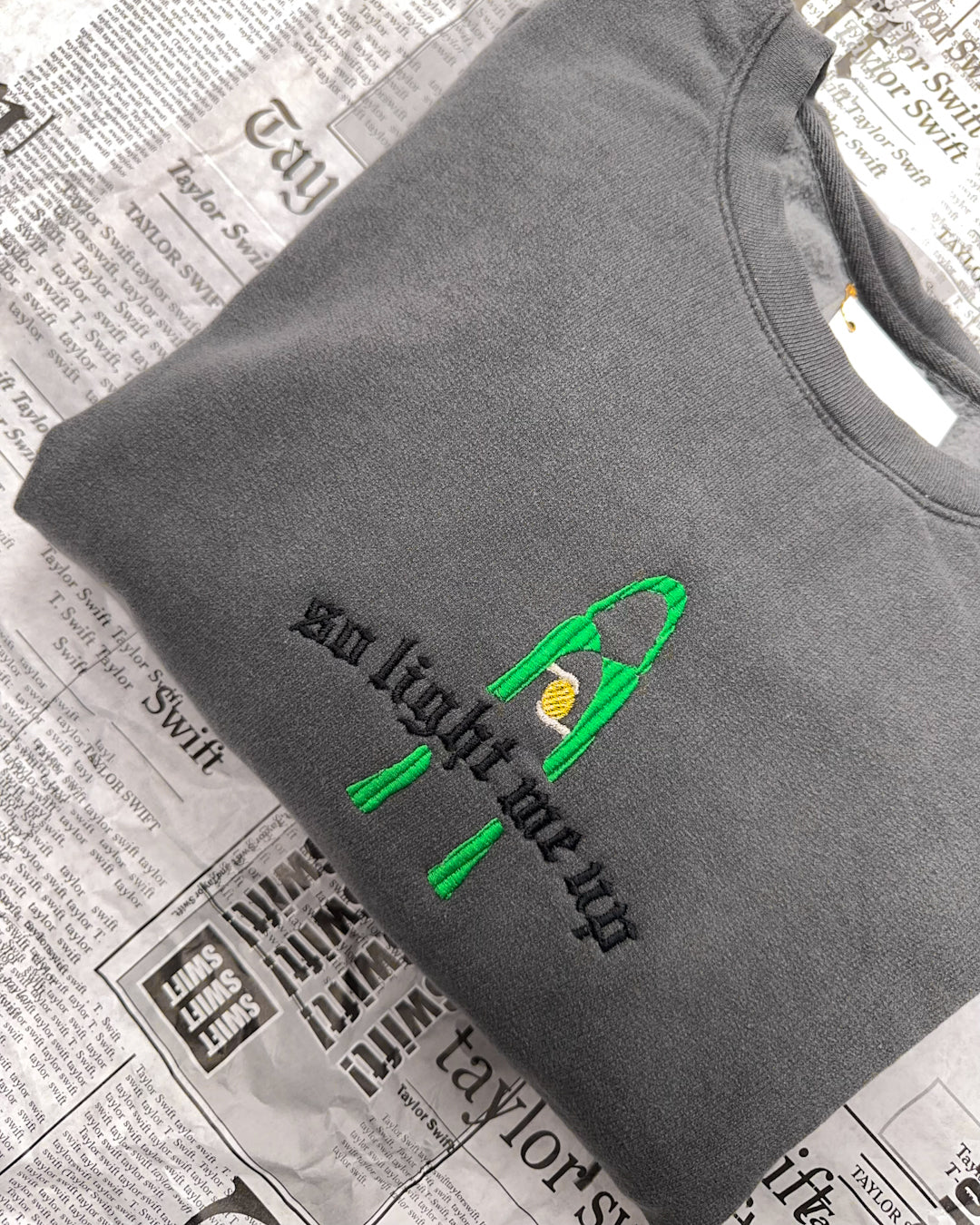 light me up reputation evermore embroidered swiftie halloween comfort colors crewneck