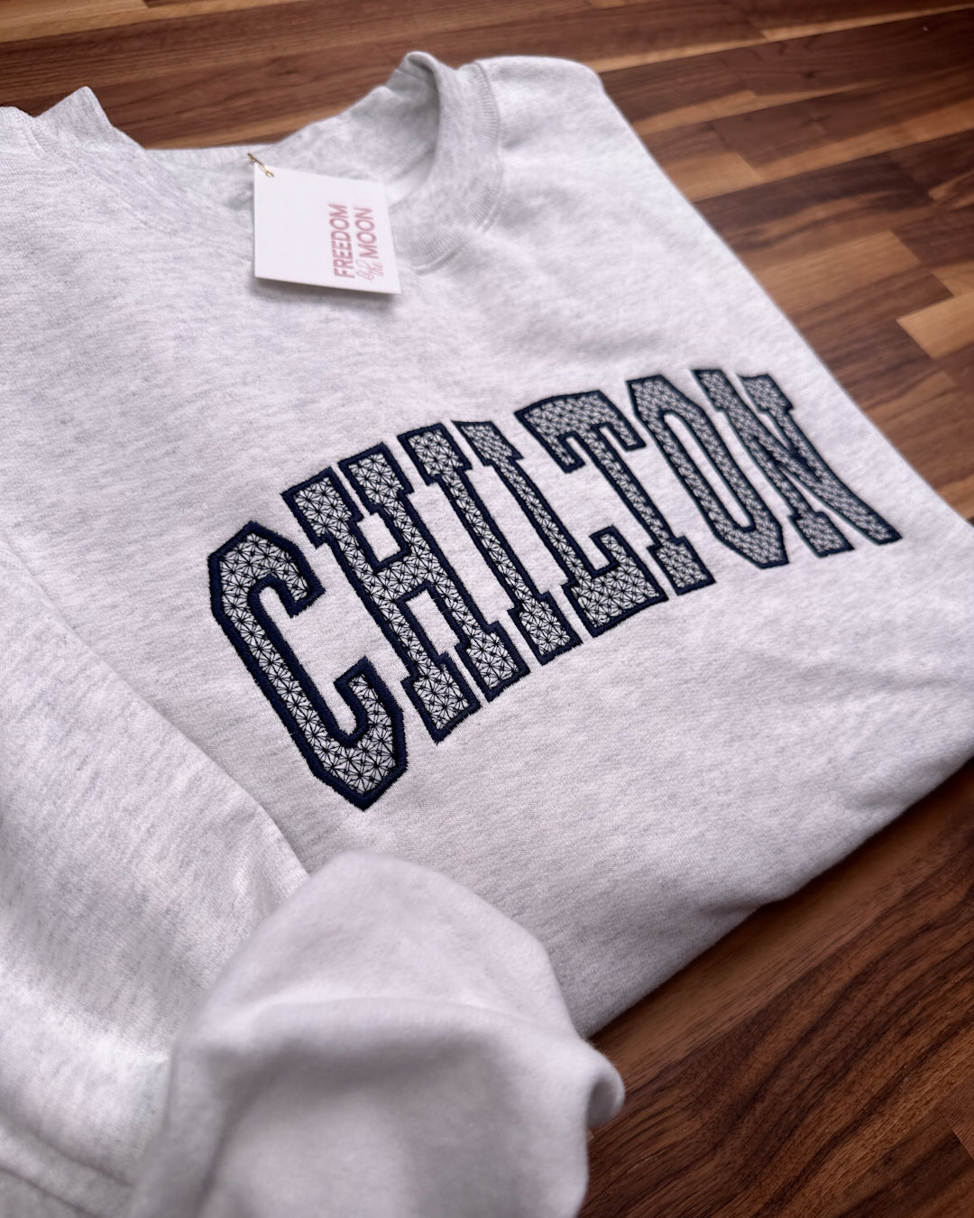 embroidered chilton prep school collegiate crewneck sweatshirt