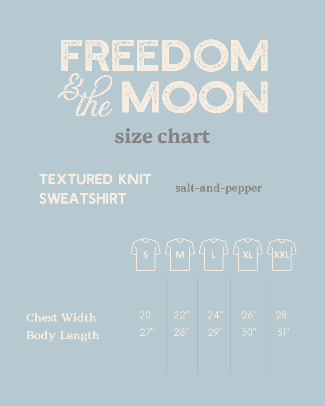 Textured Knit Size Chart