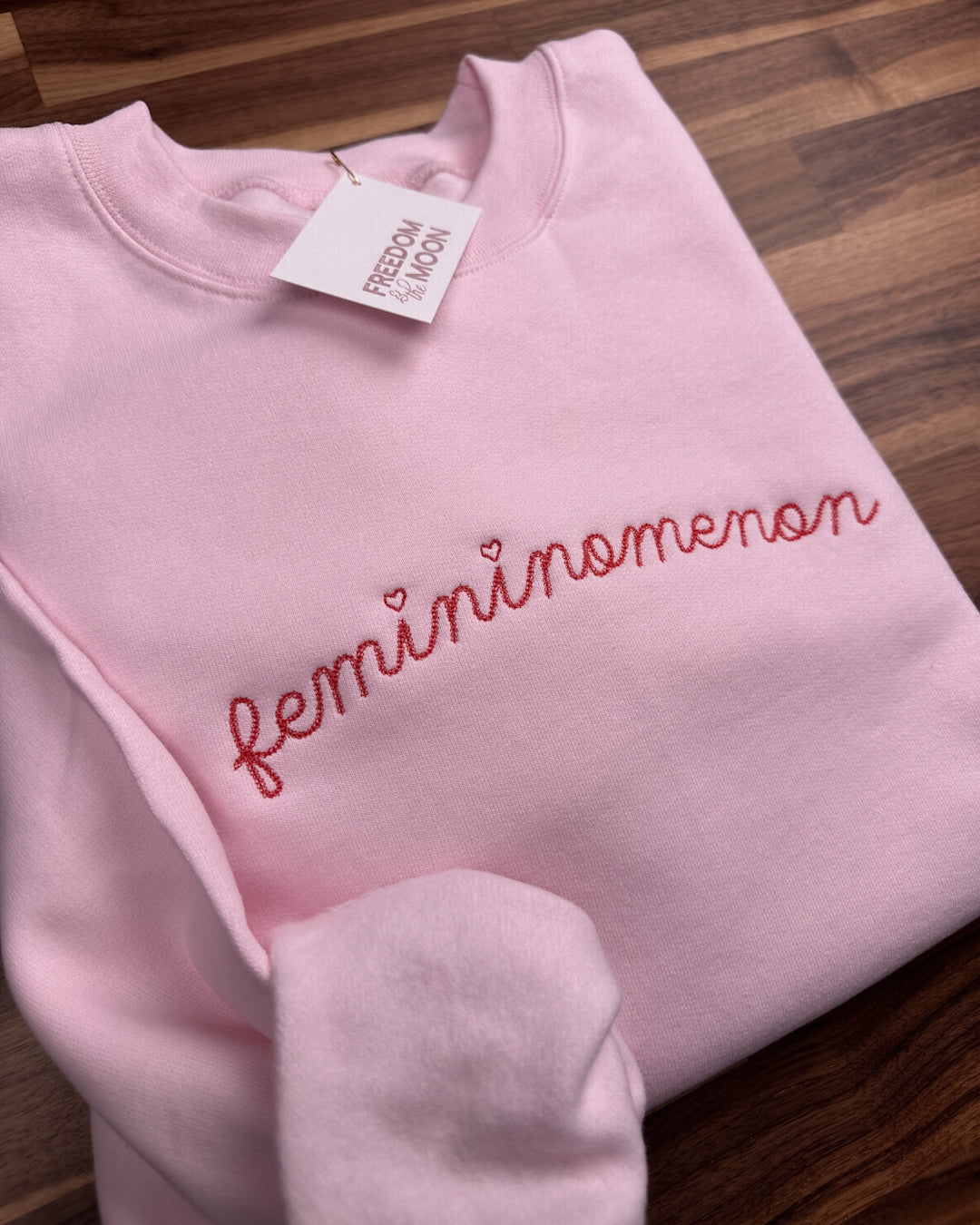 femininomenon embroidered chain stitch pink sweatshirt